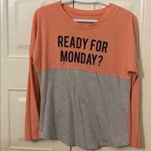 a light peach long sleeve